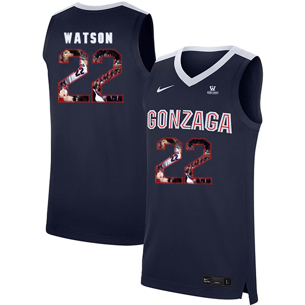 Gonzaga Bulldogs 22 Anton Watson Navy Fashion College Basketball Jersey