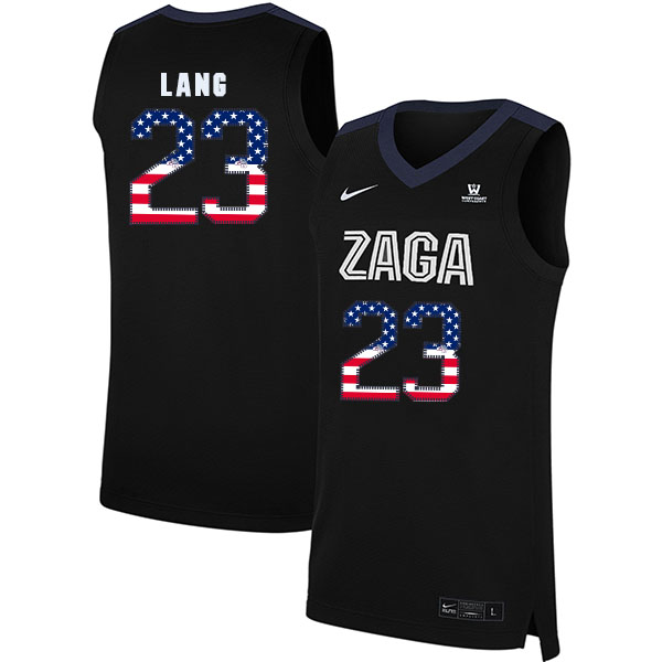 Gonzaga Bulldogs 23 Matthew Lang Black USA Flag College Basketball Jersey
