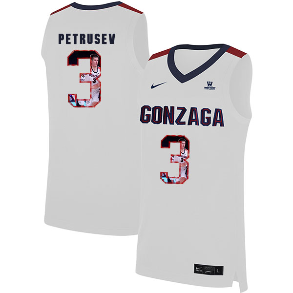 Gonzaga Bulldogs 3 Filip Petrusev White Fashion College Basketball Jersey