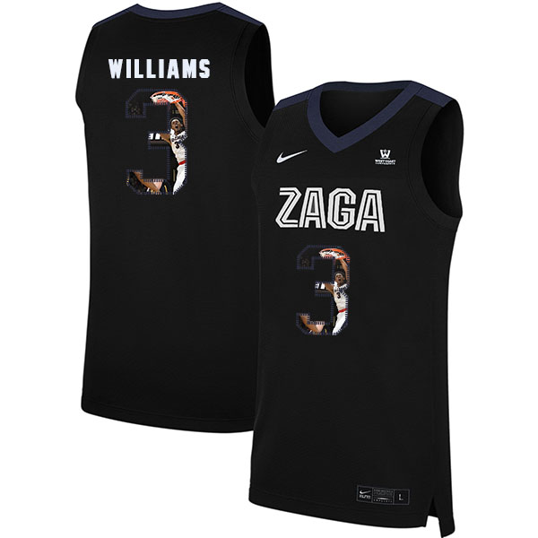 Gonzaga Bulldogs 3 Johnathan Williams Black Fashion College Basketball Jersey - Click Image to Close