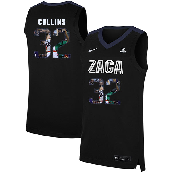 Gonzaga Bulldogs 32 Zach Collins Black Fashion College Basketball Jersey