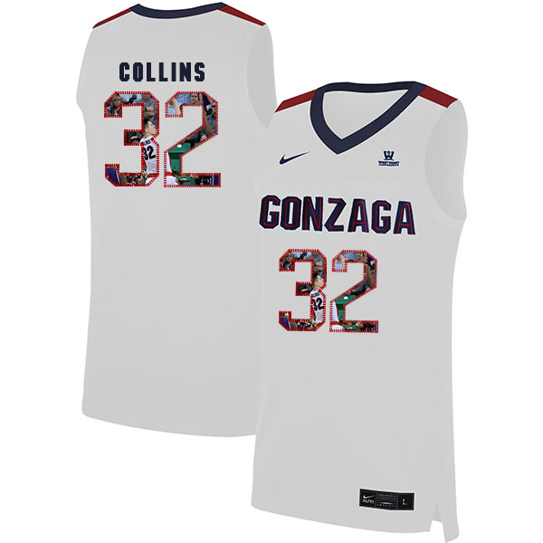 Gonzaga Bulldogs 32 Zach Collins White Fashion College Basketball Jersey