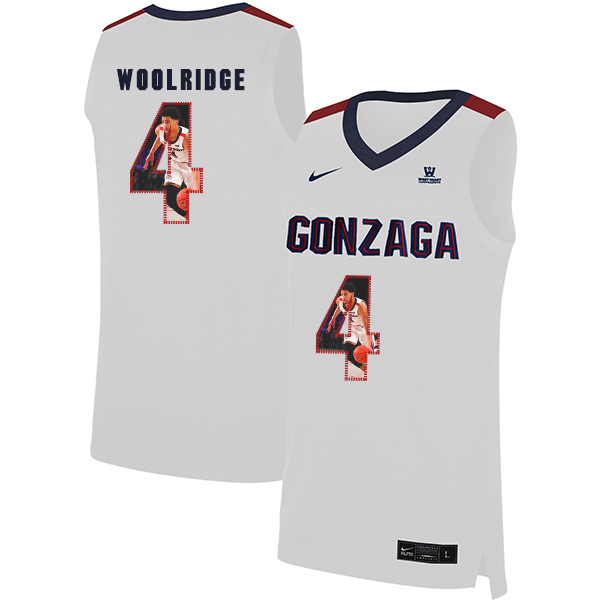 Gonzaga Bulldogs 4 Ryan Woolridge White Fashion College Basketball Jersey