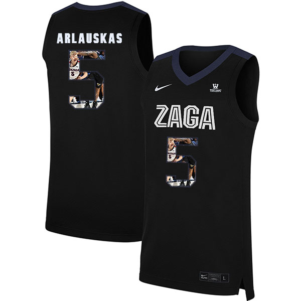 Gonzaga Bulldogs 5 Martynas Arlauskas Black Fashion College Basketball Jersey