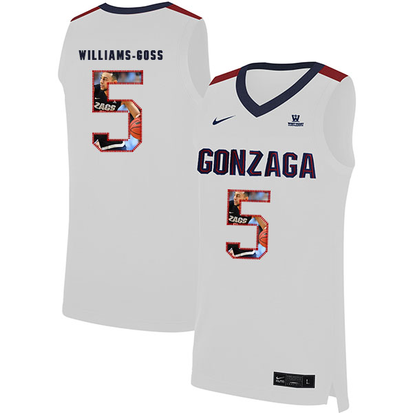 Gonzaga Bulldogs 5 Nigel Williams Goss White Fashion College Basketball Jersey