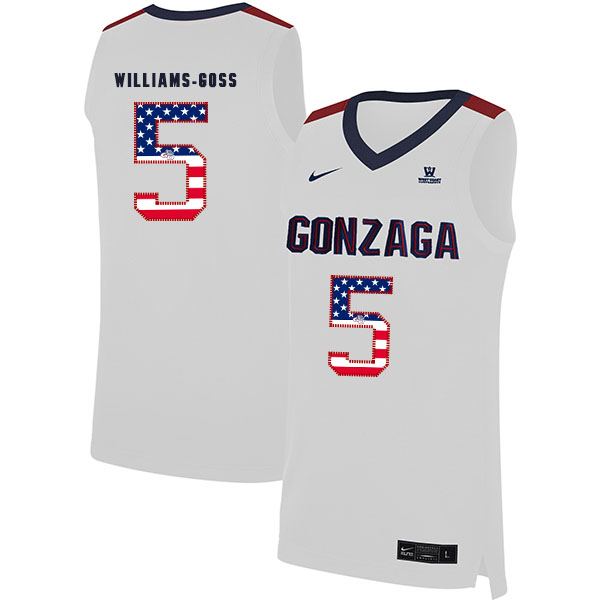 Gonzaga Bulldogs 5 Nigel Williams Goss White USA Flag College Basketball Jersey