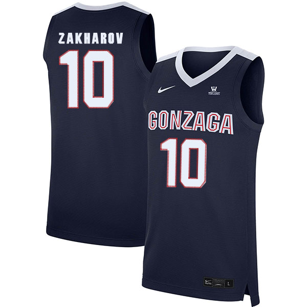 Gonzaga Bulldogs 10 Pavel Zakharov Navy College Basketball Jersey