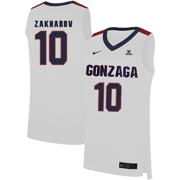 Gonzaga Bulldogs 10 Pavel Zakharov White College Basketball Jersey