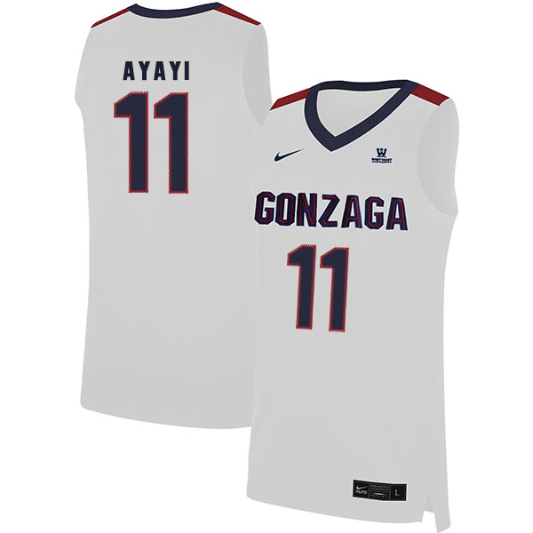 Gonzaga Bulldogs 11 Joel Ayayi White College Basketball Jersey - Click Image to Close