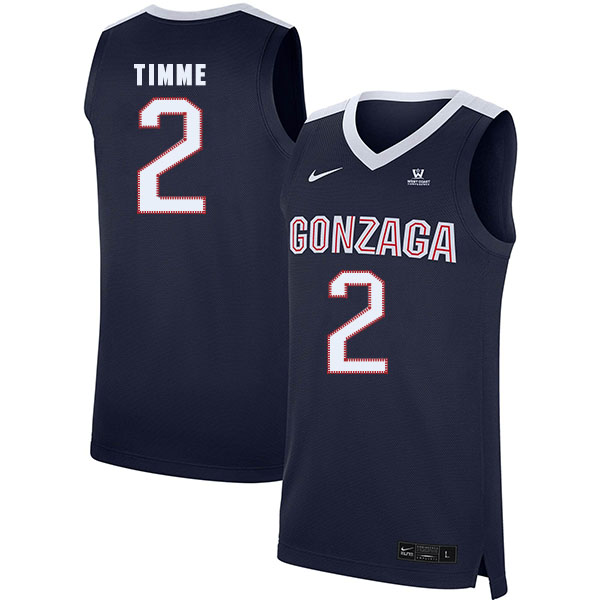 Gonzaga Bulldogs 2 Drew Timme Navy College Basketball Jersey