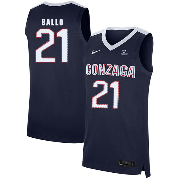 Gonzaga Bulldogs 21 Oumar Ballo Navy College Basketball Jersey
