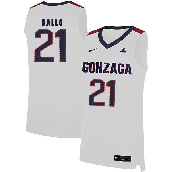 Gonzaga Bulldogs 21 Oumar Ballo White College Basketball Jersey