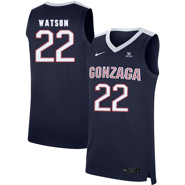 Gonzaga Bulldogs 22 Anton Watson Navy College Basketball Jersey