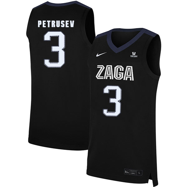 Gonzaga Bulldogs 3 Filip Petrusev Black College Basketball Jersey