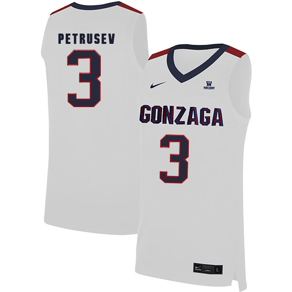 Gonzaga Bulldogs 3 Filip Petrusev White College Basketball Jersey