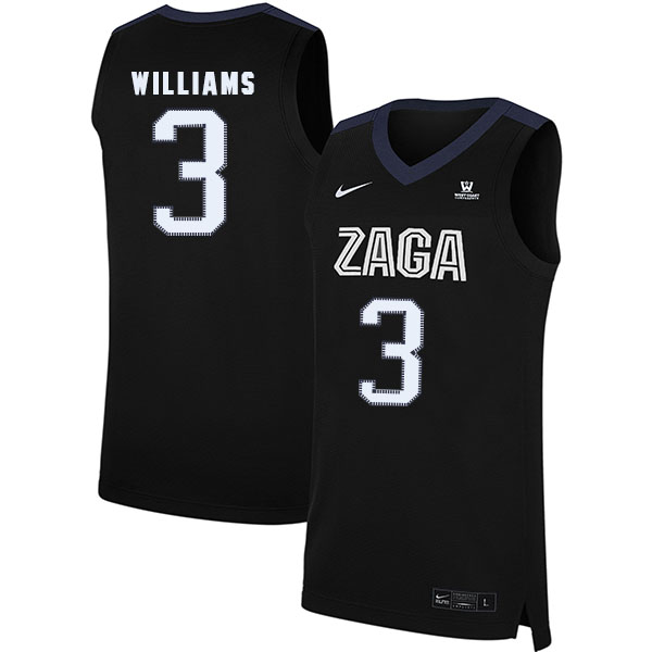 Gonzaga Bulldogs 3 Johnathan Williams Black College Basketball Jersey