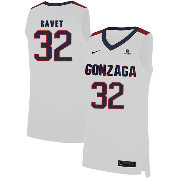 Gonzaga Bulldogs 32 Brock Ravet White College Basketball Jersey