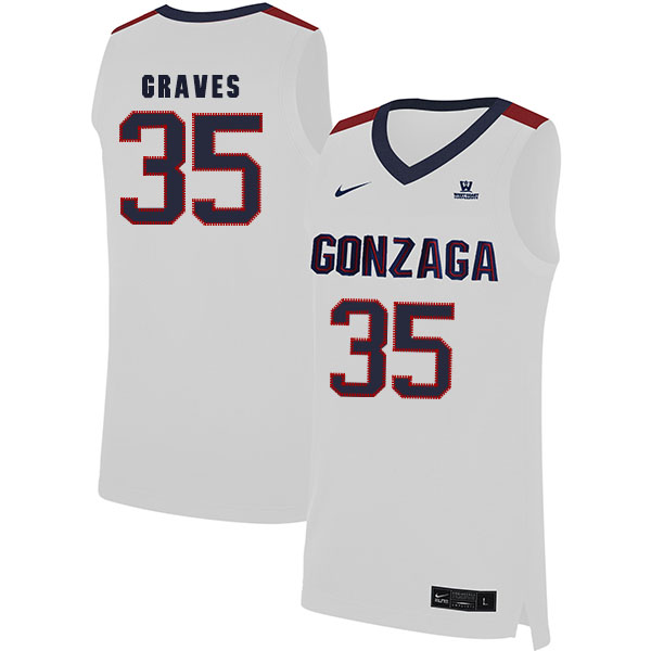 Gonzaga Bulldogs 35 Will Graves White College Basketball Jersey