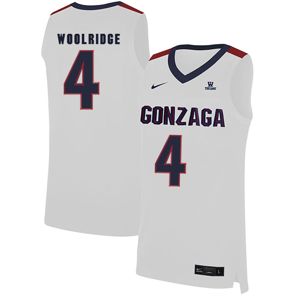 Gonzaga Bulldogs 4 Ryan Woolridge White College Basketball Jersey