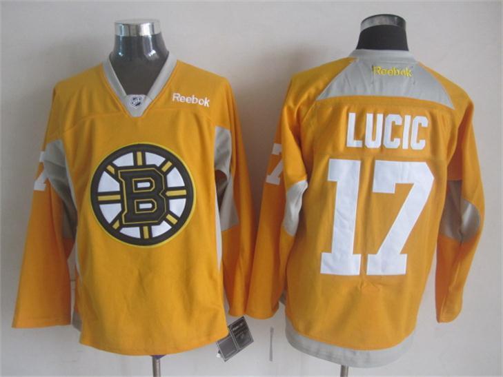 Bruins 17 Lucic Yellow Practice Jersey
