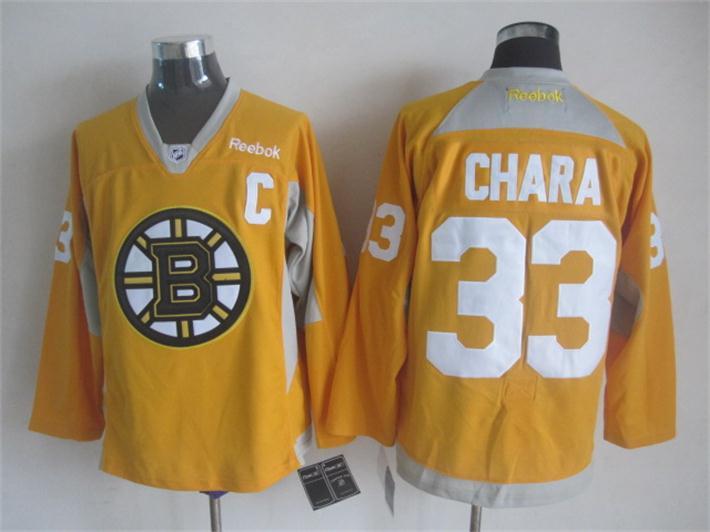 Bruins 33 Chara Yellow Practice Jersey - Click Image to Close