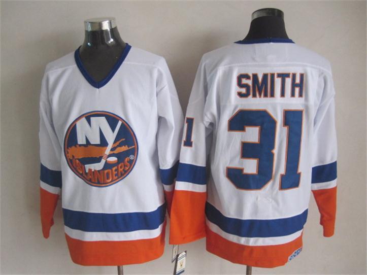 Islanders 31 Smith White CCM Jersey - Click Image to Close