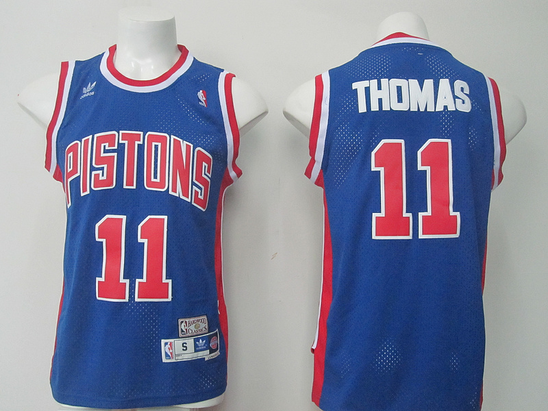 Pistons 11 Thomas Blue Hardwood Classics Jersey