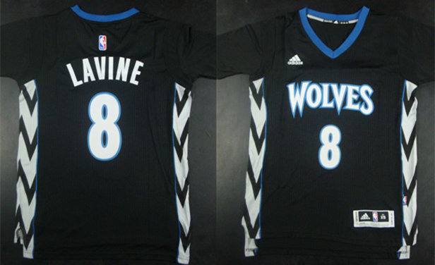 Timberwolves 8 Lavine Black Short Sleeve Jersey