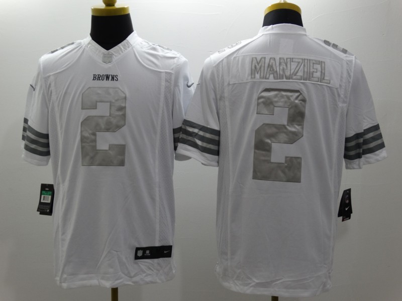 Nike Browns 2 Manziel White Platinum Limited Jersey