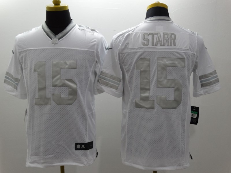 Nike Packers 15 Starr White Platinum Limited Jersey