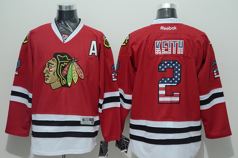 Blackhawks 2 Keith Red US Flag Reebok Jersey - Click Image to Close