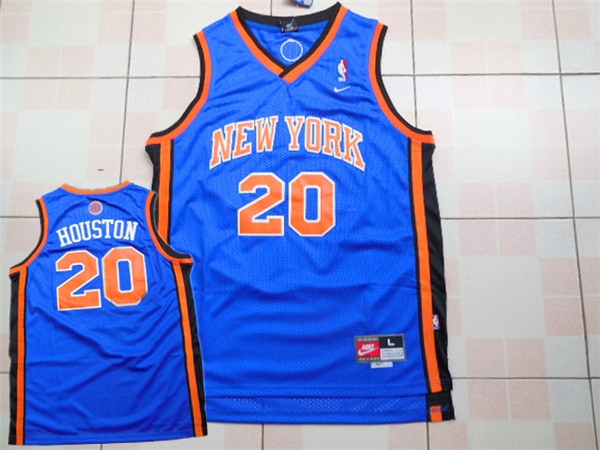 Knicks 20 Allan Houston Blue Throwback Jersey