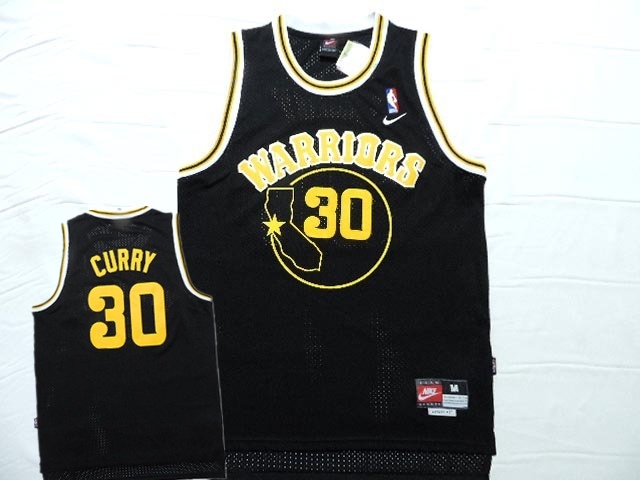 Warriors 30 Stephen Curry Black Throwback Jersey