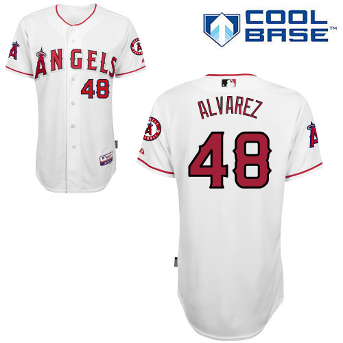 Angels 48 Alvarez White Cool Base Jerseys