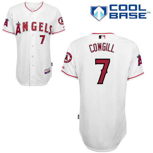 Angels 7 Cowgill White Cool Base Jerseys