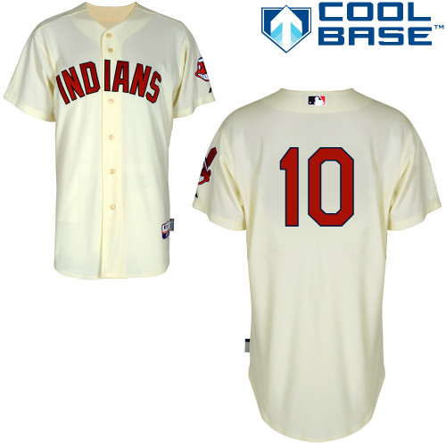 Indians 10 Gomes Cream Cool Base Jerseys