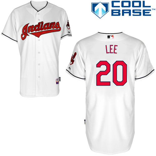 Indians 20 Lee White Cool Base Jerseys