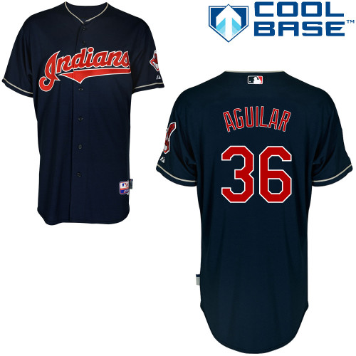 Indians 36 Aguilar Blue Cool Base Jerseys - Click Image to Close
