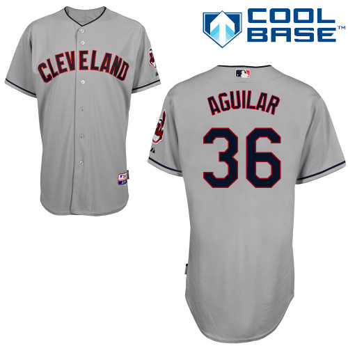 Indians 36 Aguilar Grey Cool Base Jerseys