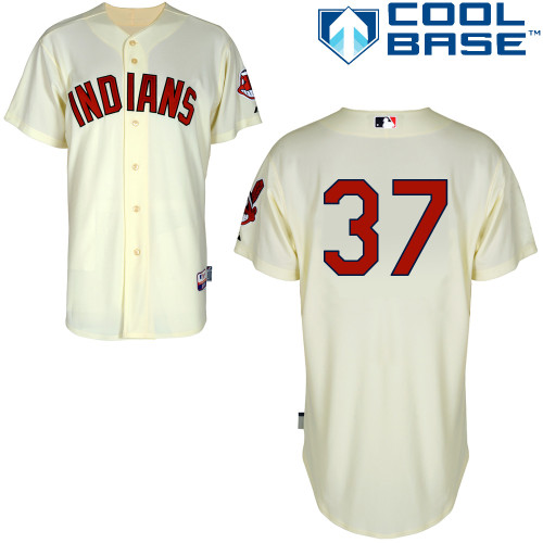 Indians 37 Allen Cream Cool Base Jerseys