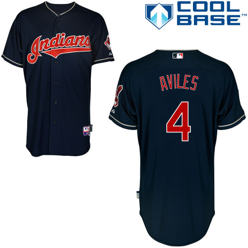 Indians 4 Aviles Blue Cool Base Jerseys