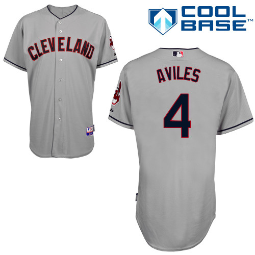 Indians 4 Aviles Grey Cool Base Jerseys