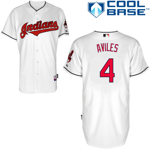 Indians 4 Aviles White Cool Base Jerseys