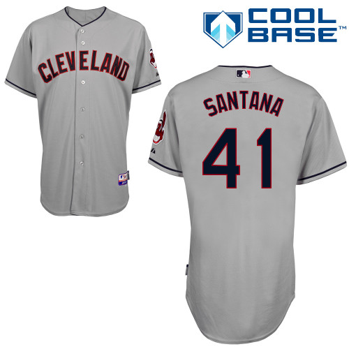 Indians 41 Santana Grey Cool Base Jerseys