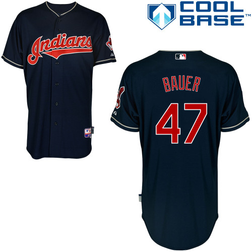 Indians 47 Bauer Blue Cool Base Jerseys