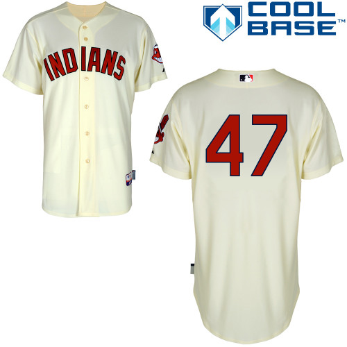 Indians 47 Bauer Cream Cool Base Jerseys
