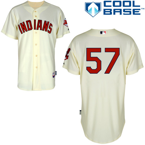 Indians 57 Crockett Cream Cool Base Jerseys