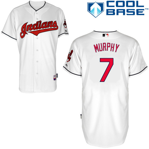 Indians 7 Murphy White Cool Base Jerseys