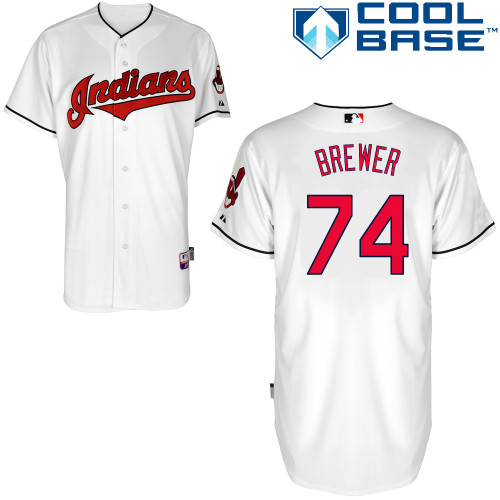 Indians 74 Brewer White Cool Base Jerseys