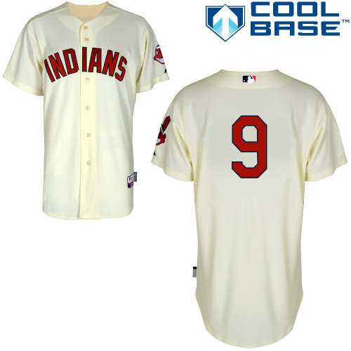 Indians 9 Raburn Cream Cool Base Jerseys